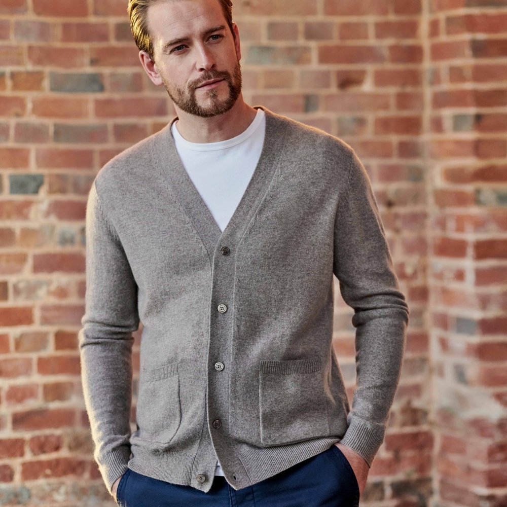 Tasso Elba Men’s 100% Cashmere Long-Sleeve Grey Heather Cardigan Size: XXL New